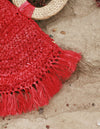 Warrior Raffia Straw Bag in Red - My Store