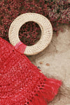 Warrior Raffia Straw Bag in Red - My Store