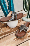 Leopard Studded Animal Print Flip Flop Sandals - My Store