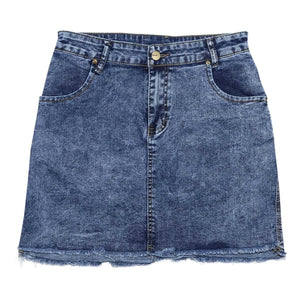 Women's High Stretch A-Line Mini Skirt in Washed Denim - My Store