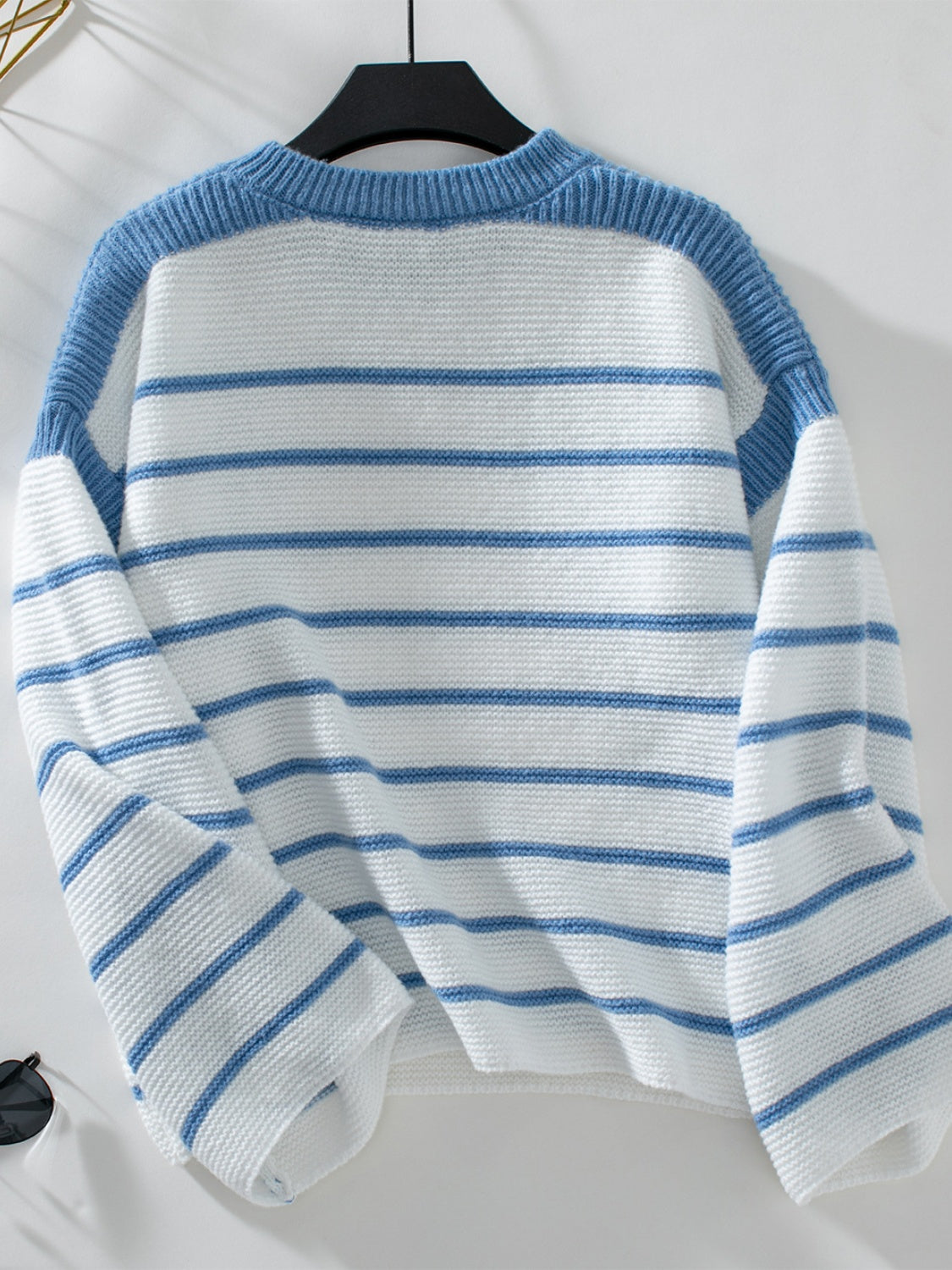 Striped Round Neck Long Sleeve Sweater - My Store