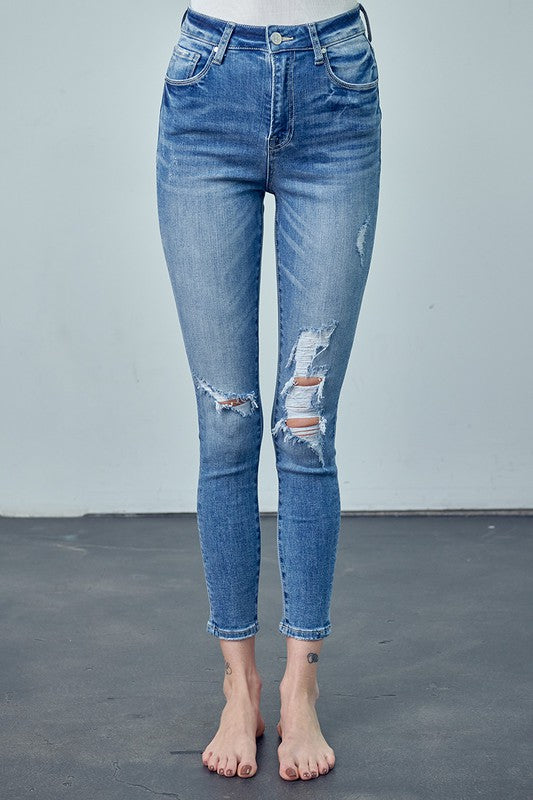 HIGH RISE ANKLE SKINNY JEANS - My Store