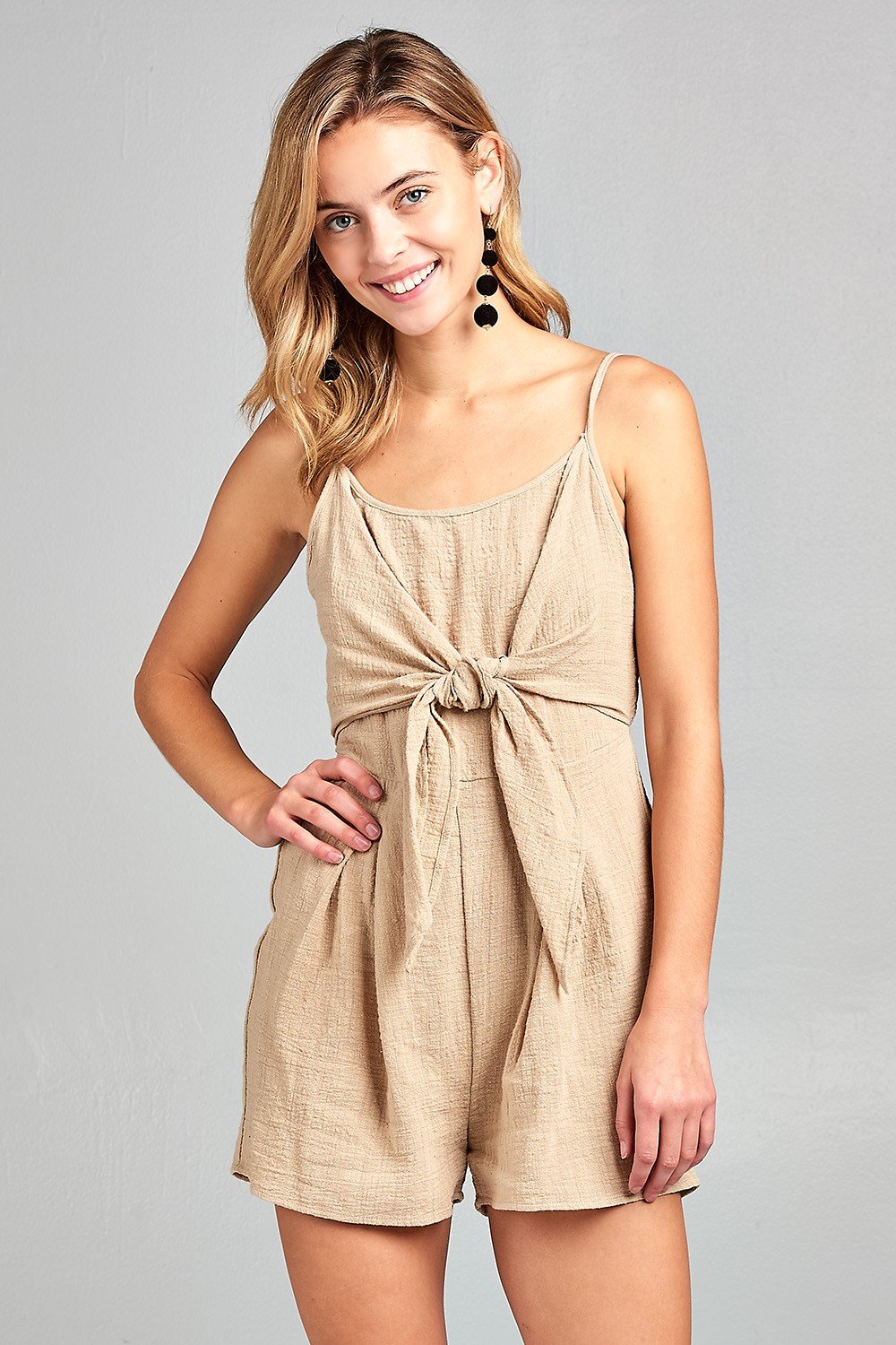 Women's Front Tie Tank Romper with Open back - My Store