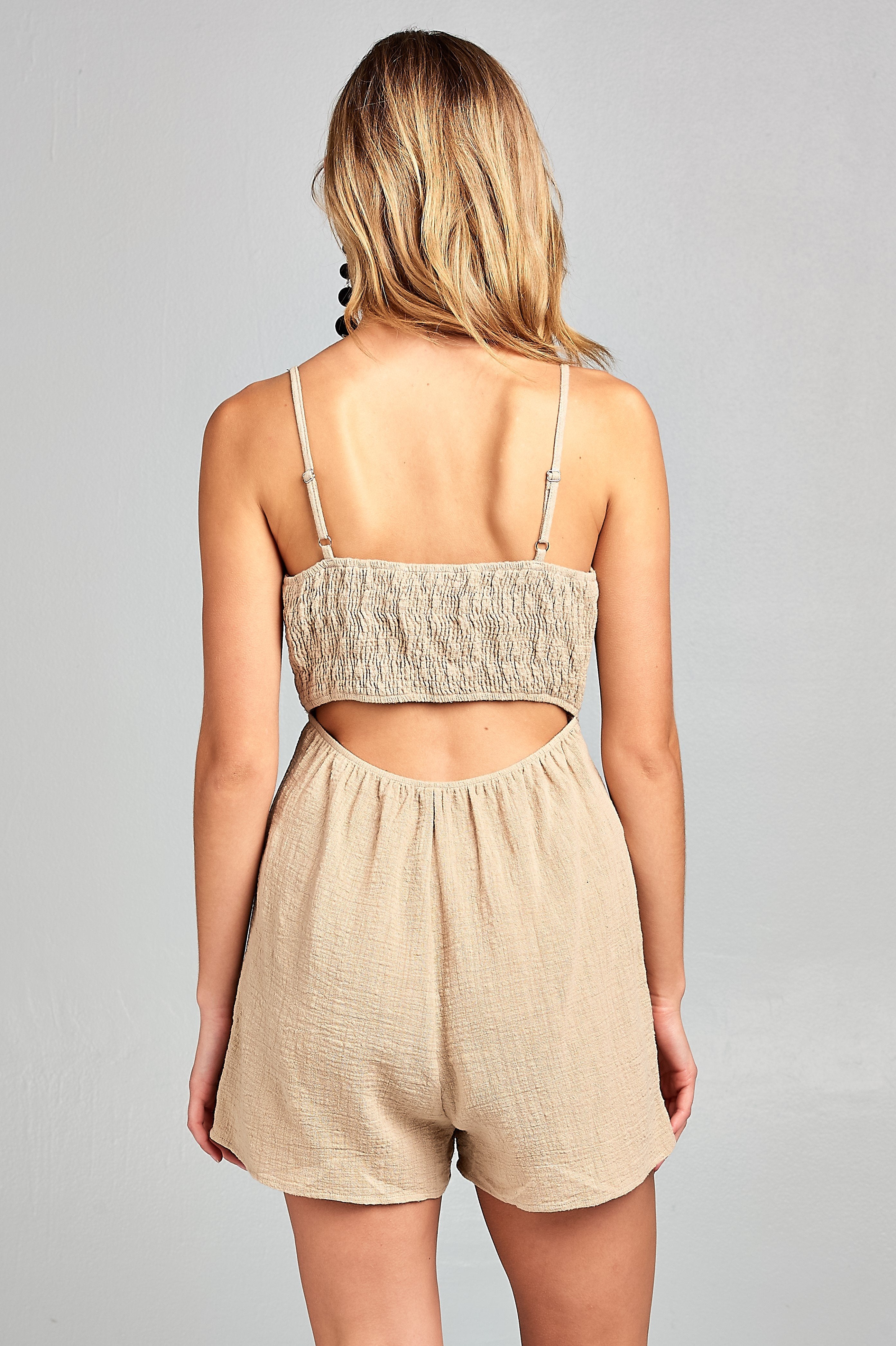 Women's Front Tie Tank Romper with Open back - My Store