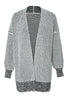 Gray Plaid Knitted Long Open Front Cardigan - My Store