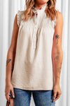 Casual Apricot FrilledButtons Tank Top - My Store