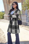Double Take Full Size Plaid Button Up Lapel Collar Coat - LEATHERS AND FEATHERS