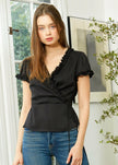 Women's Ruffle Trim Wrap Blouse - My Store