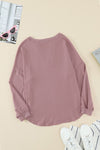 Women Pink Buttoned V Neck Cotton Loose Fit Top - My Store