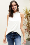 Chic White Ruffle Trim Neckline Tank Top - My Store