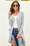 Light Gray Selected Button Down Pocketed Knit High Low Long Cardigan - My Store