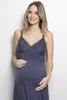 Shopymommy 18453 Lace Strappy Maternity & Nursing Nightgown Navy Blue - My Store