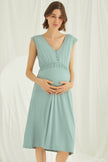 Shopymommy 18466 Lace V-Neck Maternity & Nursing Nightgown Green - My Store