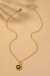 Brass abalone shell inlay initial pendant necklace - My Store