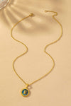 Brass abalone shell inlay initial pendant necklace - My Store