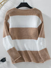 Color Block V-Neck Long Sleeve Sweater - My Store