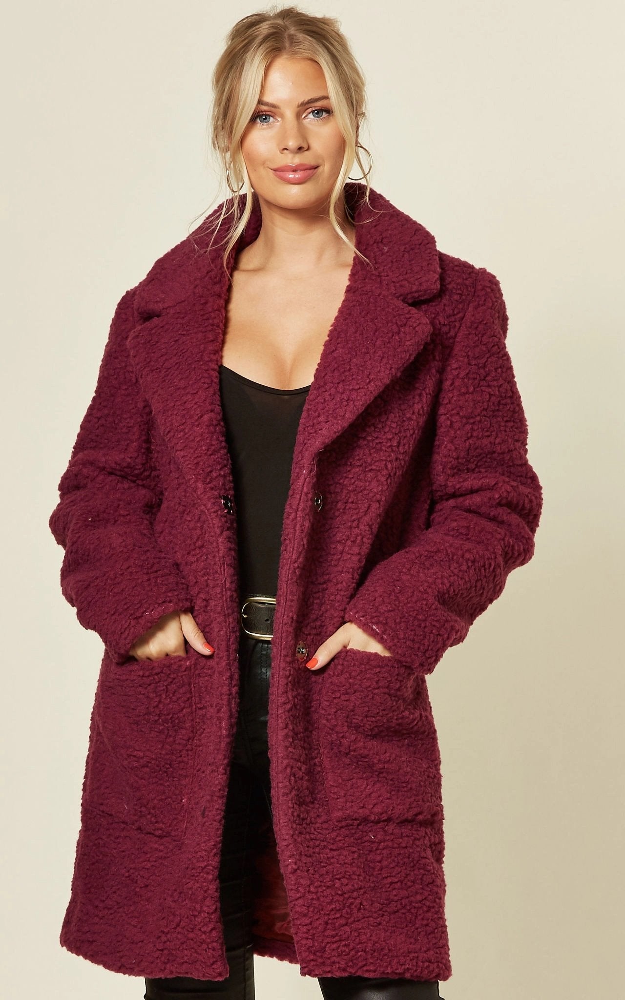 Stud Button Borg Teddy Coat (1905) - My Store