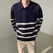 Men's Casual Knitted Striped Polo Shirt - My Store