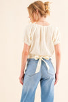 And The Why Cotton Gauze Back Waist Tie Cropped Blouse - My Store