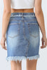 Denim Cotton Trim Torn Hem High Waist Mini Skirt - My Store