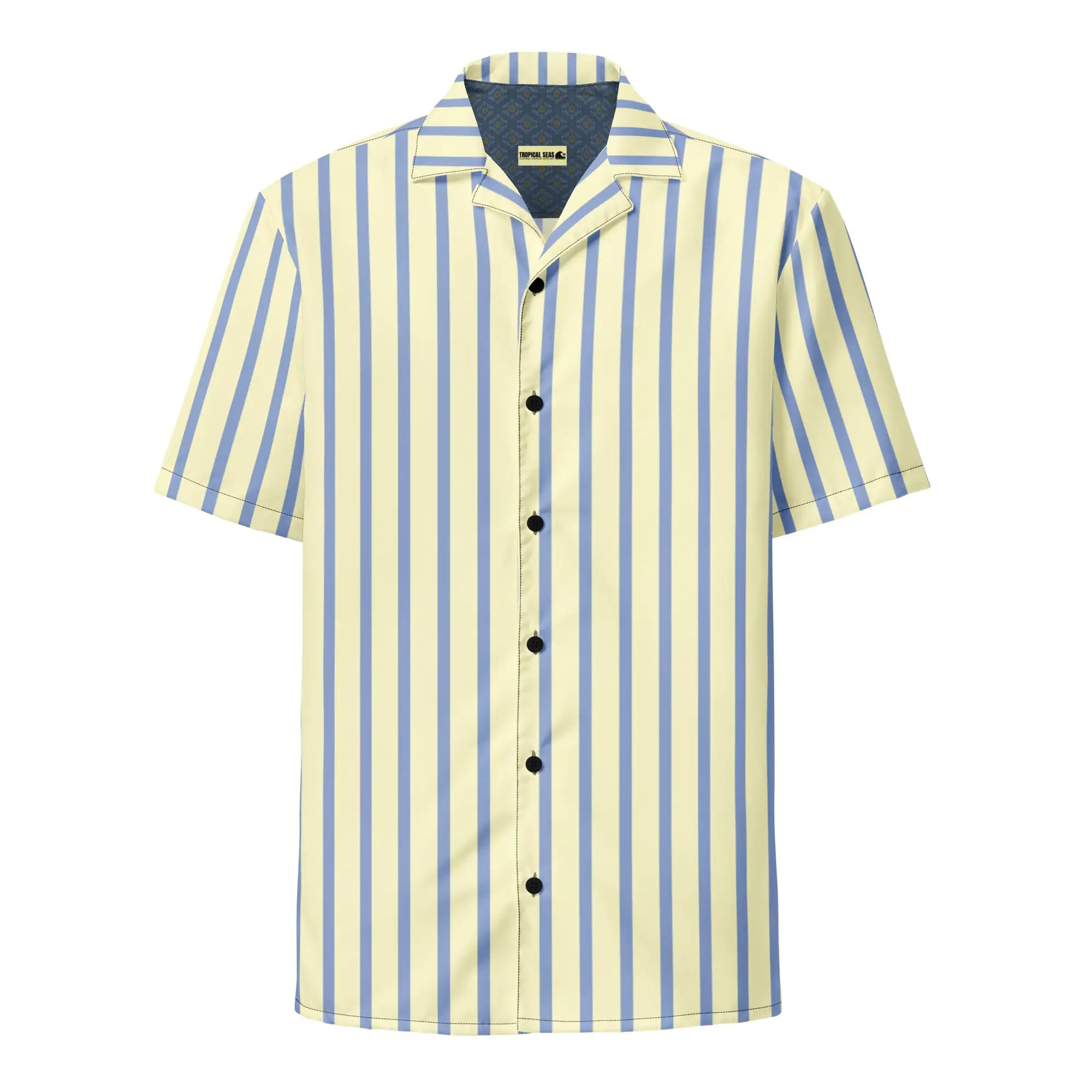 Mellow Yellow & Marlin Blue Striped Button-Down Camp Shirt