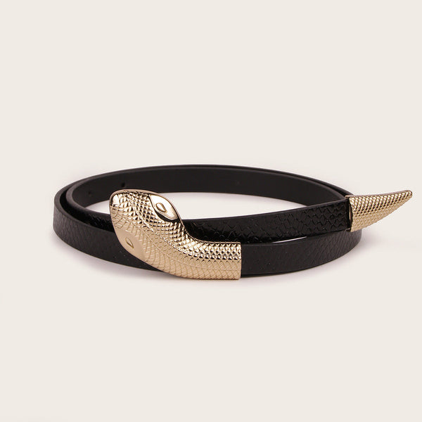 Patent Leather Snakeskin Snap Belt - My Store