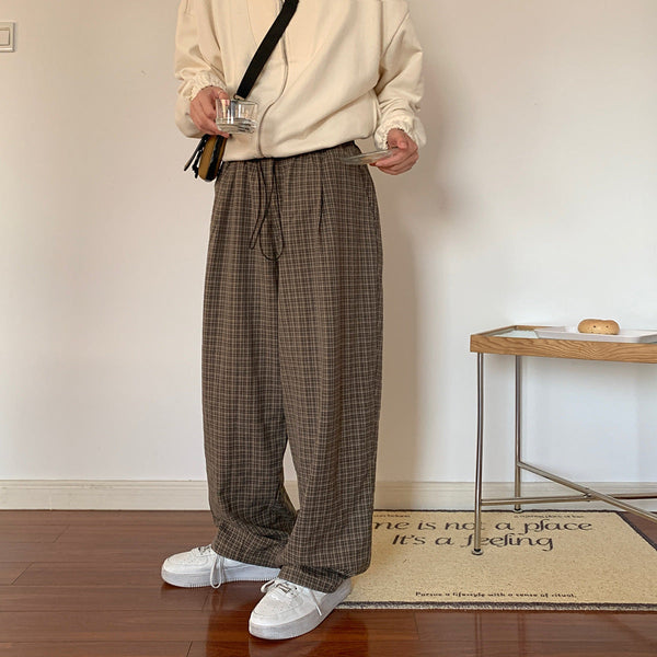 Men's retro plaid draped casual trousers - My Store