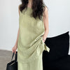 French Style Cinched Sleeveless Top & High-Waist Skirt Set - My Store
