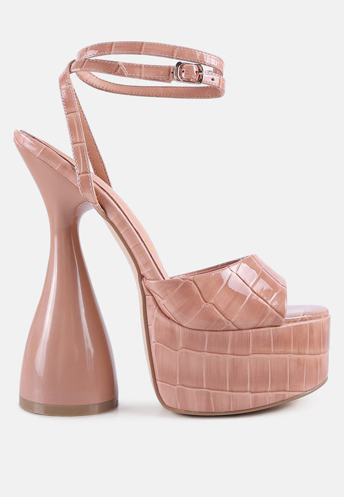 Drop Dead Patent Croc Ultra High Platform Sandals - My Store