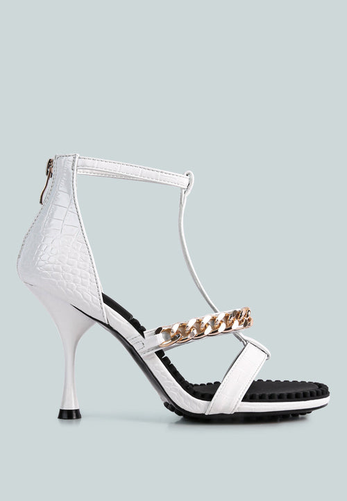 Dakota Metal Chain Mid Heel Sandals - My Store