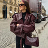 Women's Cropped Leather Jacket - My Store