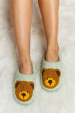 Melody Teddy Bear Print Plush Slide Slippers - My Store