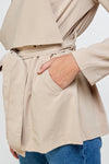 Draped Collar Trench Coat Jacket Top - My Store