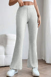 Basic Bae Full Size Ribbed High Waist Flare Pants - My Store