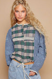 POL Round Neck Long Sleeve Plaid Shirt - My Store