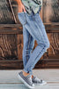 Fashion Women's Blue Hollow Out Button-fly Distressed Jeans - My Store