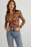 Abstract Mesh Lace-Up Long Sleeve Bodysuit - My Store