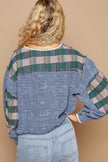 POL Round Neck Long Sleeve Plaid Shirt - My Store