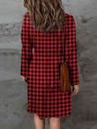 Double Take Full Size Plaid Round Neck Long Sleeve Magic Dress - My Store