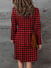 Double Take Full Size Plaid Round Neck Long Sleeve Magic Dress - My Store