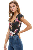 Floral Printed Peasant Style Bodysuit - My Store