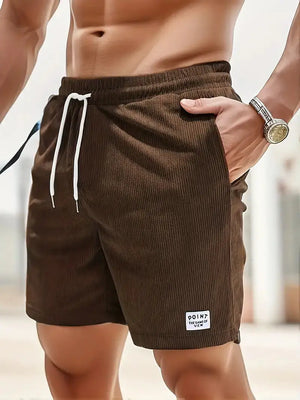 Summer New Solid Color Men Corduroy Sweatpants Casual Shorts