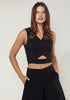 V-Neck Sleeveless Cropped Top In Black - My Store