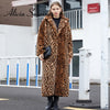 Winter Women's Faux Fur Leopard Print Rabbit Tailored Collar Warm - My Store