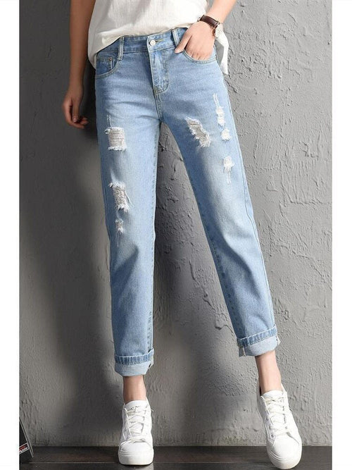 Denim Pants Ripped Hole Jeans Casual High Street Denim Pants Sexy - My Store