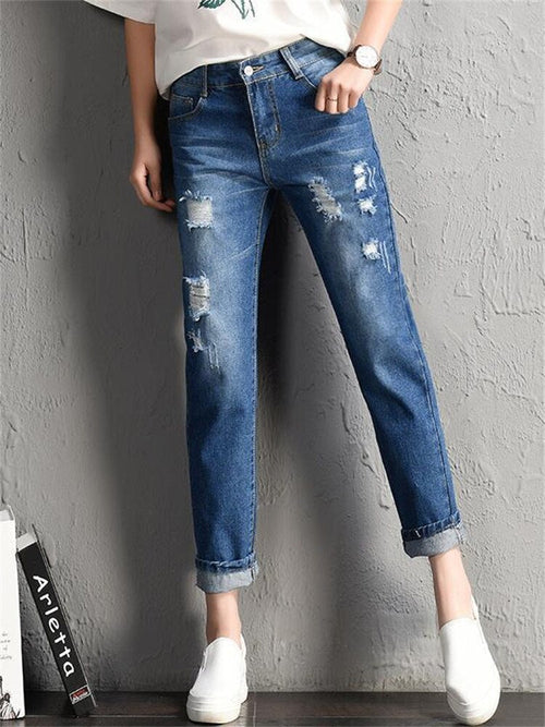 Denim Pants Ripped Hole Jeans Casual High Street Denim Pants Sexy - My Store