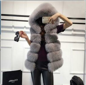 2022 Winter Sleeveless Artificial Fox Fur Coat Gilet Faux Fur Jacket - My Store