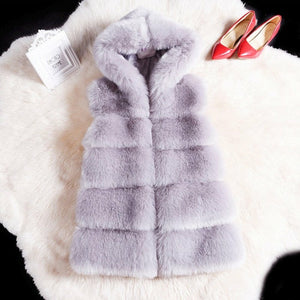 2022 Winter Sleeveless Artificial Fox Fur Coat Gilet Faux Fur Jacket - My Store