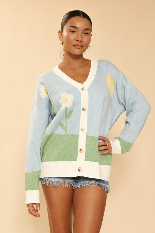 Flower field knit cardigan - My Store