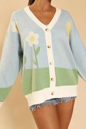 Flower field knit cardigan - My Store